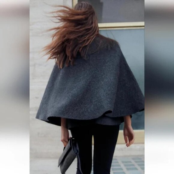 ZARA KNIT CAPE COAT - Picture 4 of 6